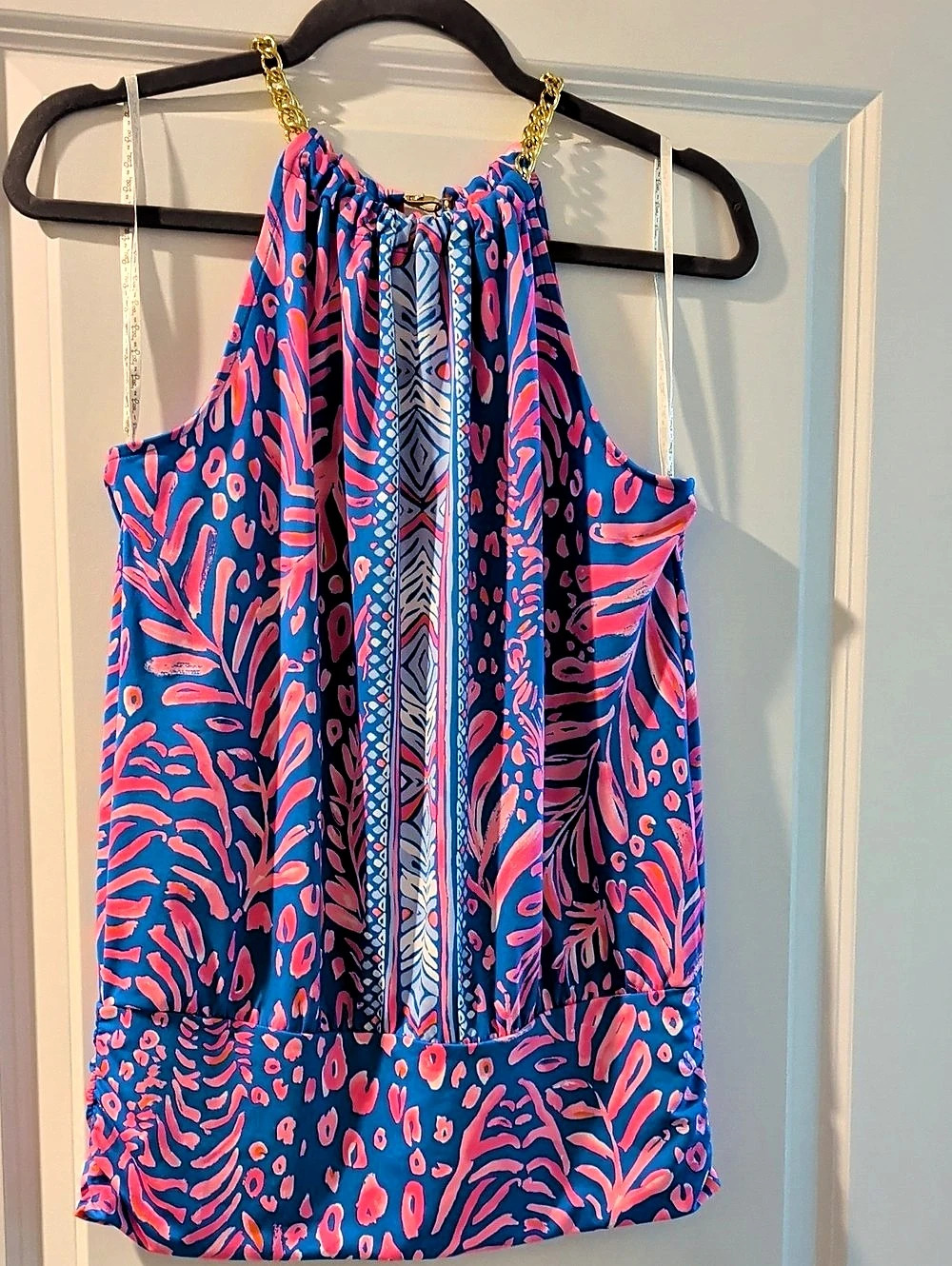 Lilly Pulitzer Bowen Halter Top Blue & Pink Size Small